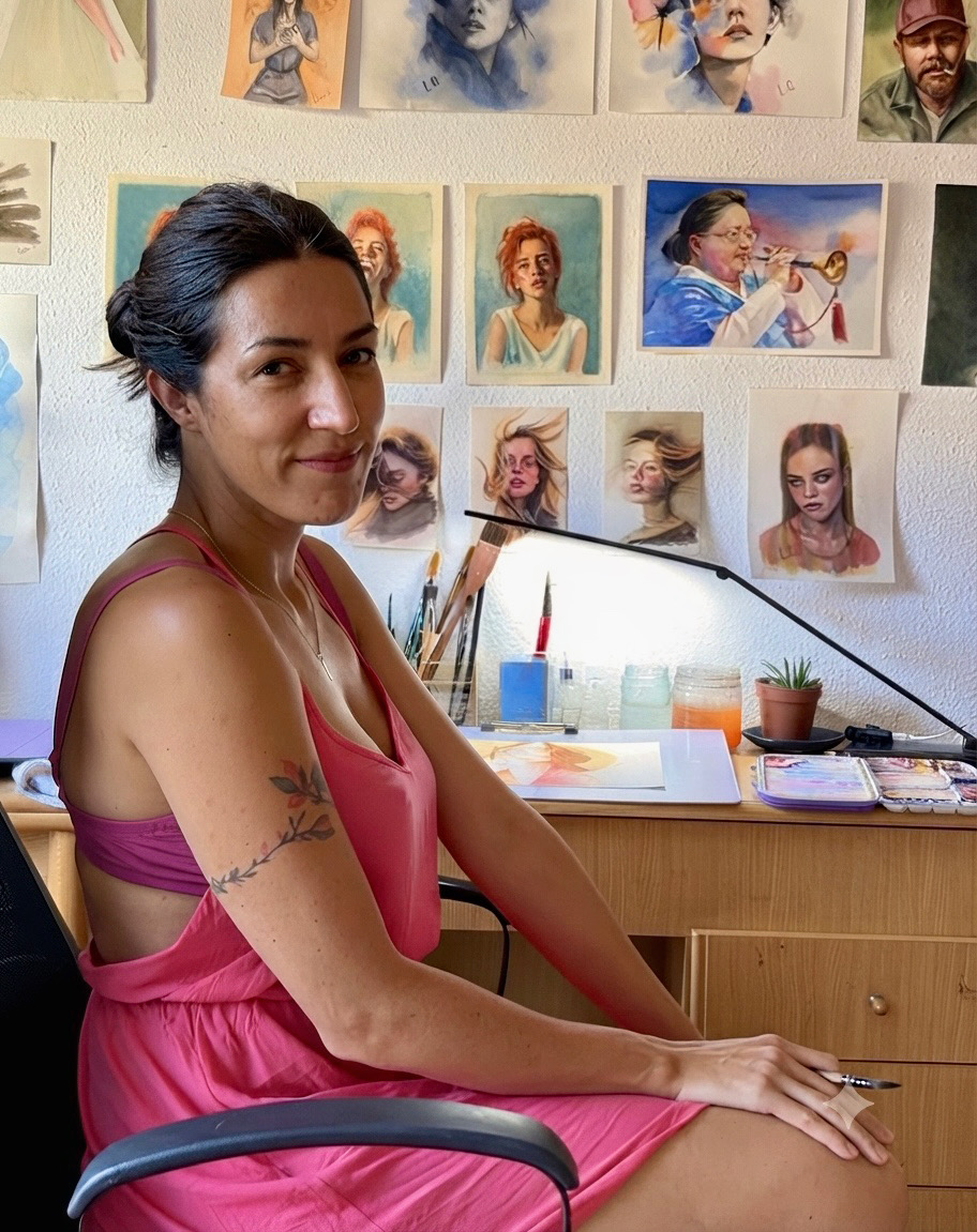 Laura, artista de acuarela