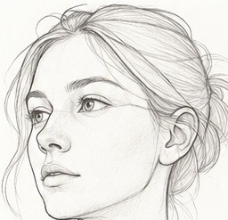 Contorno limpio del rostro, el cabello y el cuello